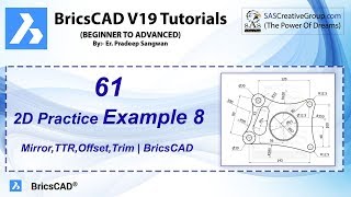 2D Practice Drawing BricsCAD V19 Tutorial 61 | Exercise 8 | Mirror, Offset, Trim, TTR | Hindi