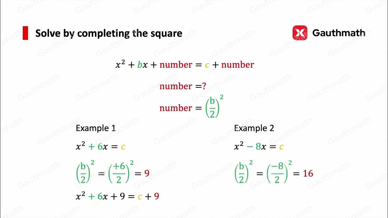 Solving Quadratic Equations by Completing the Square SAT Math Passport to Advanced Math