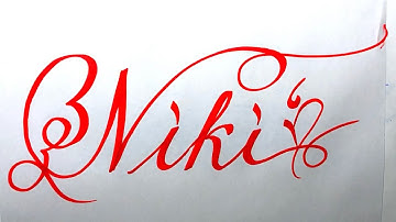 Niki Name Signature Calligraphy Status | How to Cursive write with cut Marker #niki @Niki