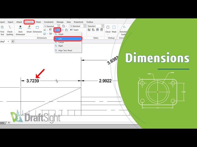 Edit Dimension to Left Justify Dimension Text from Toolbar