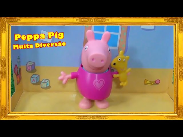 Peppa Pig e o George brincam com blocos de brinquedo coloridos! História  infantil com papai Pig 