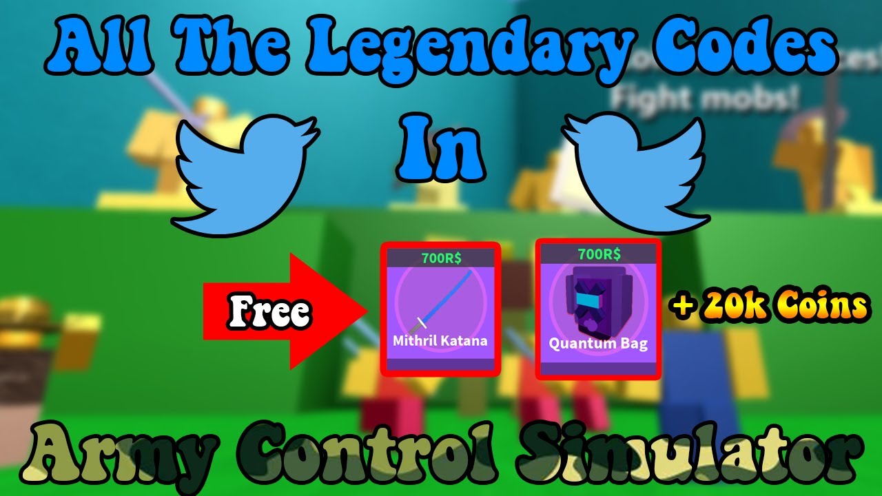 All The Legendary Exclusive Twitter Codes In Army Control Simulator Youtube - roblox army control simulator all codes free mythical sword