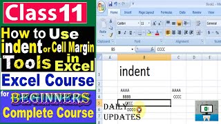 11 The Indent or Cell Margin In Excel 2007 2010 free Educational video Tutorials in Hindi Urdu