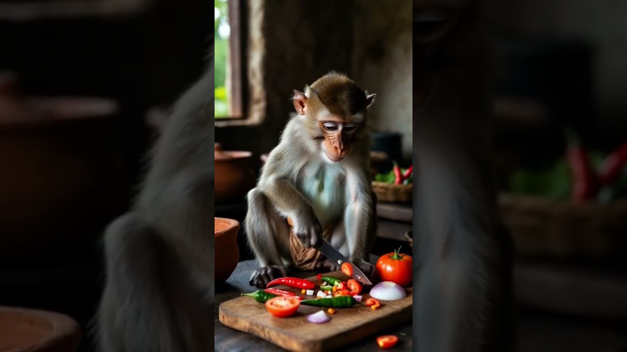 Monkey Cooks Fried Rice Like a Pro in a Sri Lankan Village 🐒🍚”