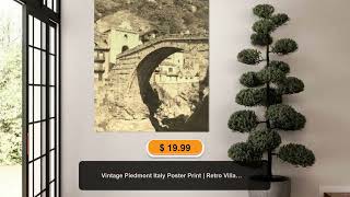 Vintage Piedmont Italy Poster Print Retro Village Black White Sepia Photo Gift Piedmont Wall ...