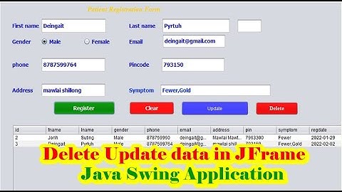 How you to Update and Delete data in JFrame Application