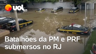 Chuvas no Rio de Janeiro: Batalhões da PM e PRF ficam submersos após temporal