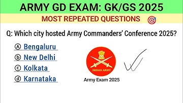 Army GD Exam GK GS 2025 | Army agniveer exam preparation | army gd general knowledge | army exam