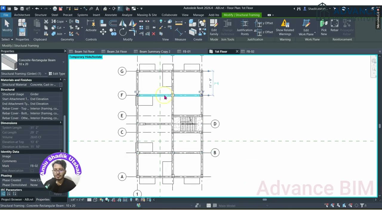 Revit Concrete Material Part 03 | Structural Beam Quantity Takeoff & Create Schedule | Bangla