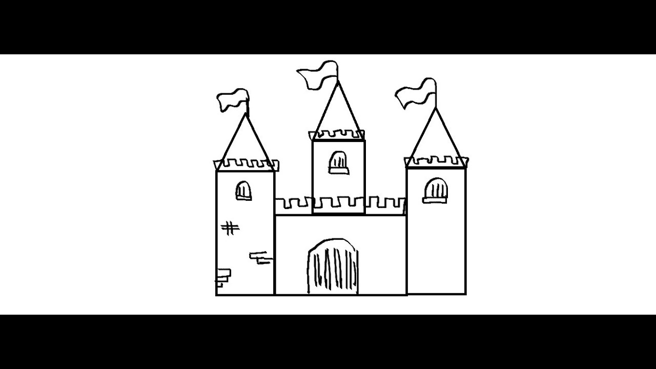 Easy Kids Drawing Lessons : How to Draw a Cartoon Castle - YouTube