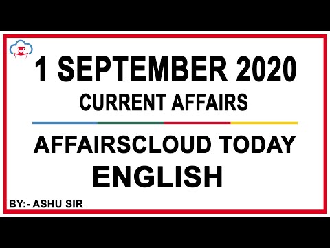 Current Affairs 1 September 2020 English - AffairsCloud Today for All Exams