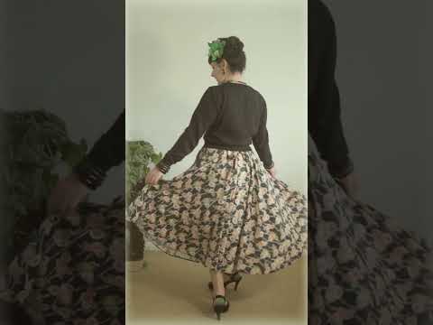 When in doubt, throw on your kimono print skirt????  #circleskirt #vintageinspired #knitwear #styling