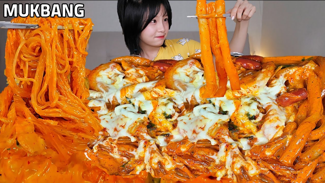 ASMR 🧀 Сырное розе ттокпокки мукбанг