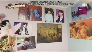 A girl's room filled with BTS posters @ Let's Eat Dinner Together cut eng sub