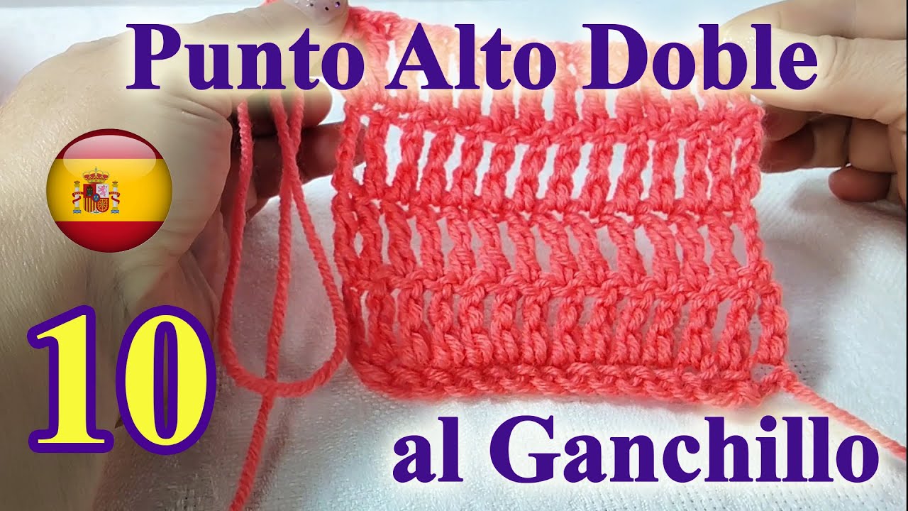 Punto Alto Doble al Ganchillo para Principiantes Totales, Lento + Esquema #AprenderCrochet #10