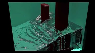 Fluid Simulation With Mesh Based Surface Tracking: Water fall with obstacles