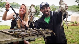 FISHING For BIG BULLFROGS?!?!?! INSANE CATCH, CLEAN, & COOK BBQ FROGLEGS!!! DELICIOUS!!!