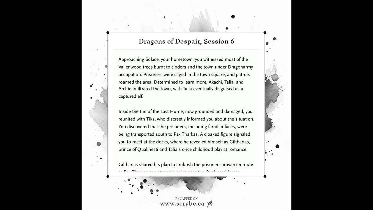 Dragons of Despair, Session 6 Recap Video