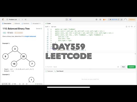 Day 559: LeetCode Problem 110. Balanced Binary Tree - Swift