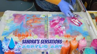 Double Dip Acrylic Pour Painting W 2 Canvases