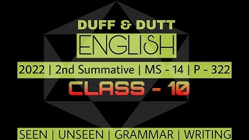 Class 10 English | Duff and Dutt English Question Bank 2022 | Class X English Solution | MS - 14