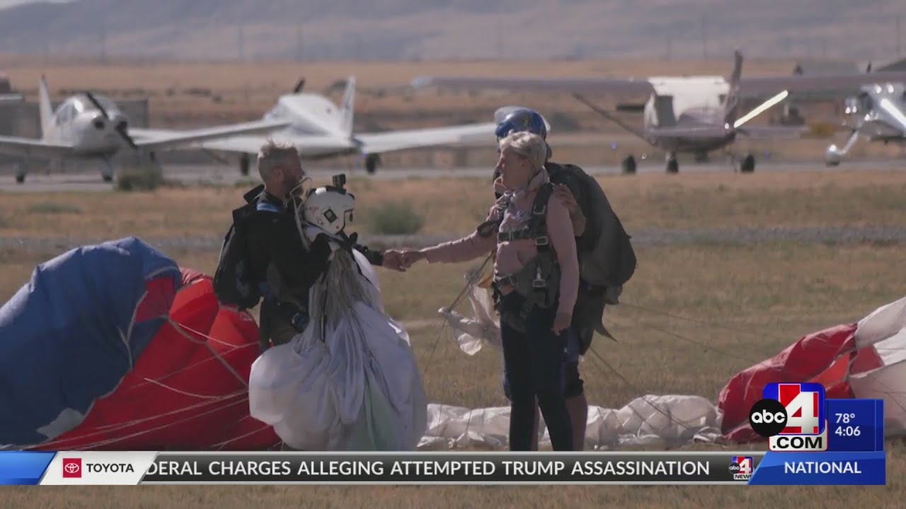 Residents of assisted living facility go skydiving in Utah - YouTube