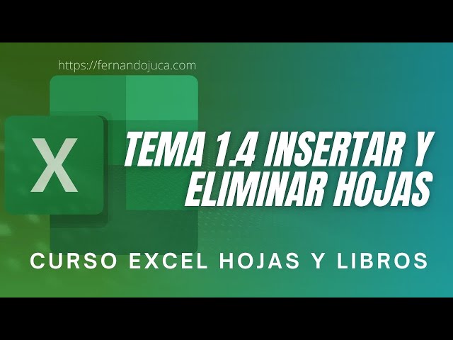 Excel.- Curso Hojas y Libros. Tema 1.4 Insertar y Eliminar Hojas de un Libro