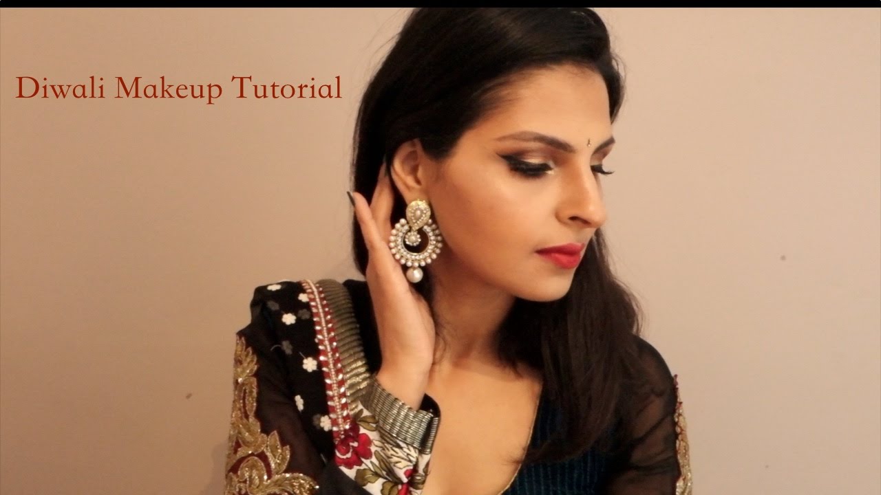 GRWM Diwali Indian Wedding Party Makeup Tutorial Gold Smokey Eyes