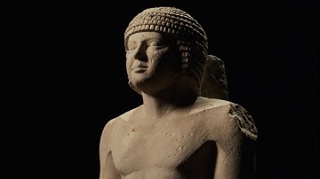 A Commanding Egyptian Figure Standing Tall and Striding Forward