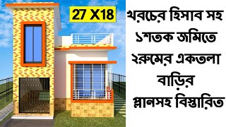 ১ শতক জমিতে 2 রুমের একতলা বাড়ির ডিজাইন  Village House Design Ideas।3 bhk house design