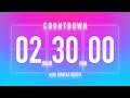 2 Hour 30 Minute Countdown Timer 🦩 Flip Clock with Beep Every 10 Seconds 🩷💙