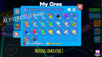 All ores!! (Roblox mining simulator 2)
