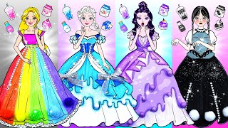 Paper Dolls Dress Up | Evening Dresses For Four Princesses - Barbie Doll Costumes | Woa Doll Stories