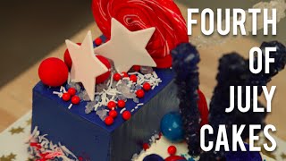 How To Make FOURTH OF JULY CAKES! Red, white, and blue vanilla cakes with buttercream and candy!