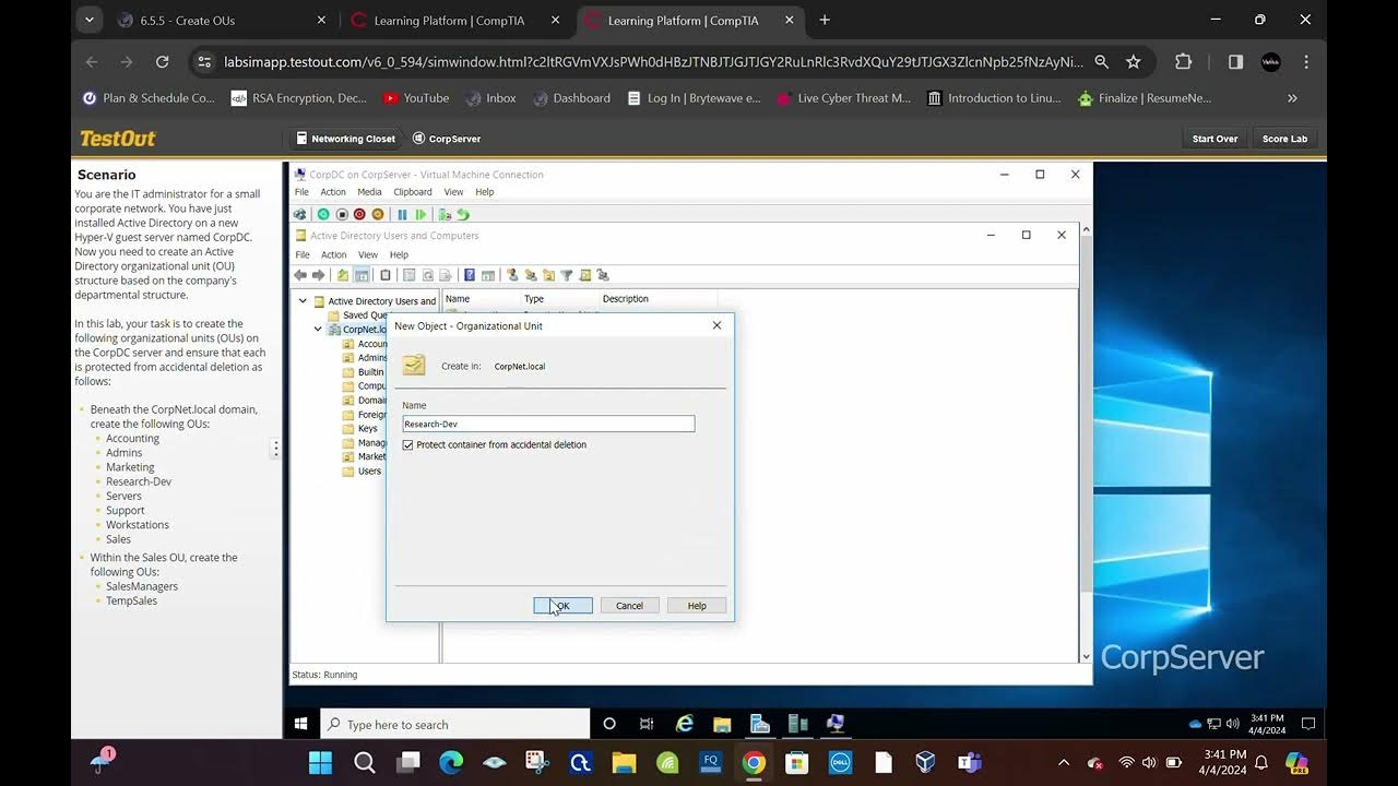 6.5.5 Create OUs : TestOut - YouTube