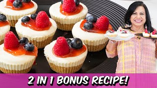 2 in One No Bake Mini Cupcake Style Cheesecake and Bonus Dessert Idea Recipe in Urdu Hindi - RKK