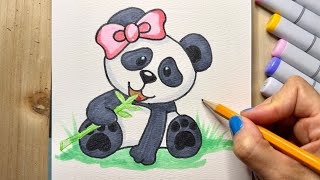 How to draw a cute panda