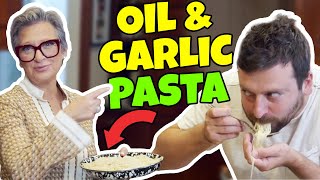 Pasta with oil and garlic recipe with Caroline Manzo and Chris Manzo | Pasta all'olio e aglio