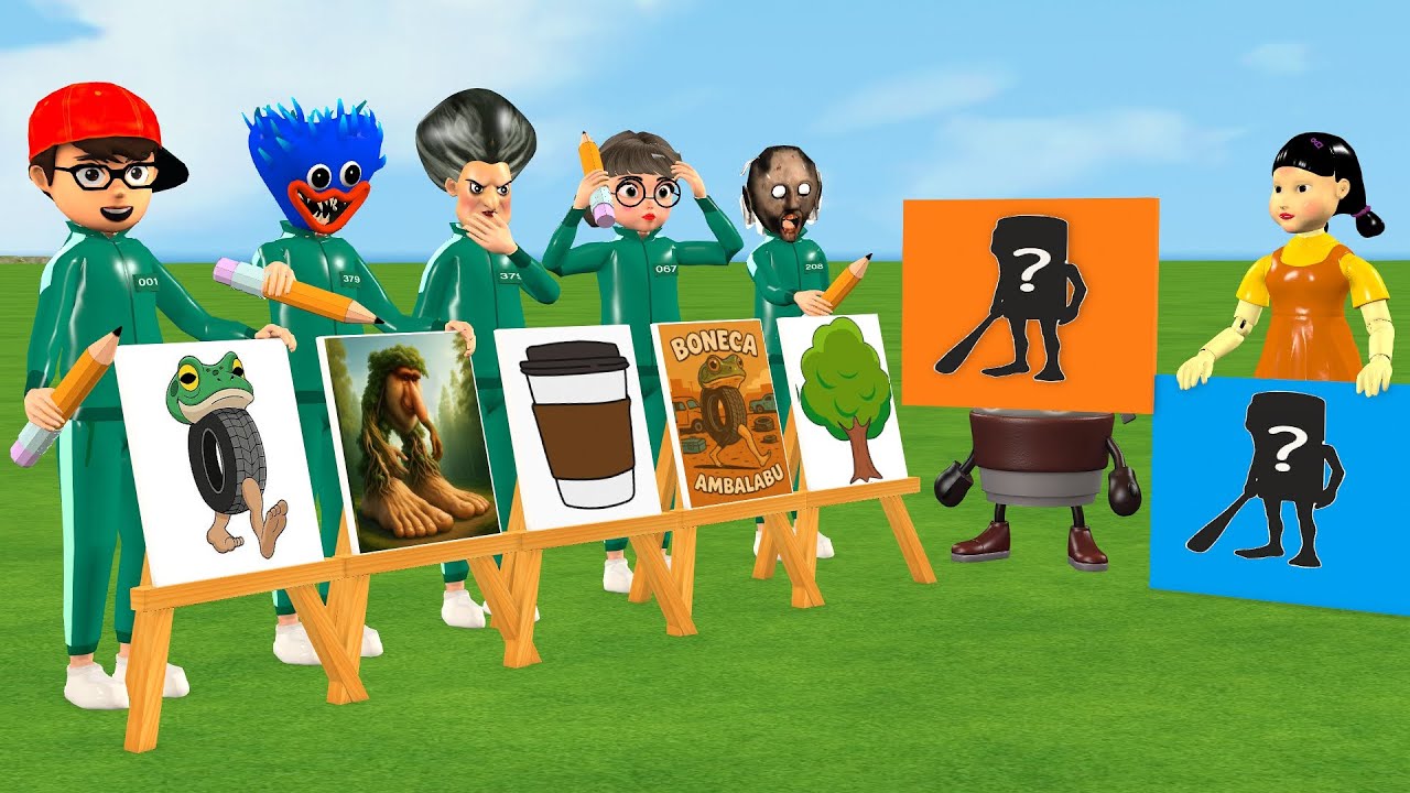 Scary Teacher 3D vs Squid Game Drawing Tung Tung Tung Sahur Puzzle Italian Brainrot Challenge