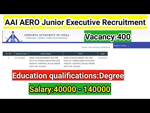 AAI AERO Junior Executive Recruitment 2022/ vacancy 400/ Latest government jobs