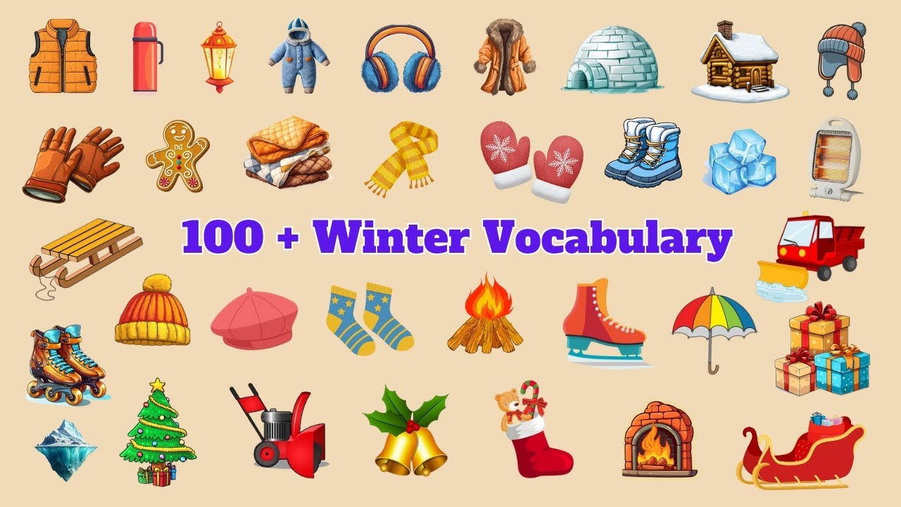 100 Daily Use English Winter Vocabulary Words with Pictures for Kids