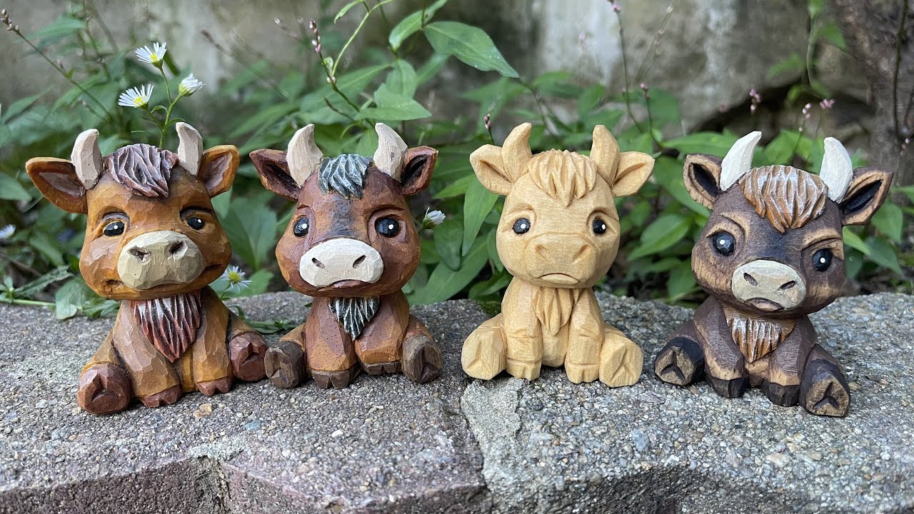 우드카빙]목각인형-소 조각하기 Woodcarving-Carve a Cow - YouTube
