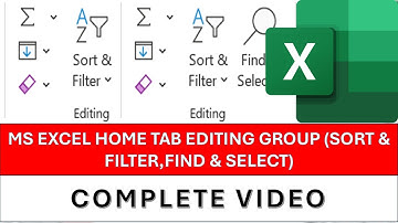 MS EXCEL HOME TAB EDITING GROUP PART 6 (SORT & FILTER, FIND & SELECT ) IN HINDI