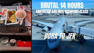 14 Brutal Hours in Economy Class Flight on American Airlines 777-200 from Doha to New York (JFK)