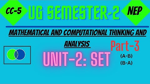 Sets Unit -2 || BBMKU UG SEM-2 | CC-5 |Mathematical and Computational thinking and analysis.2022-26