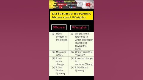 Gravitational Force !!! Mass and Weight Difference !!! #science #physics #mass #weight#shorts