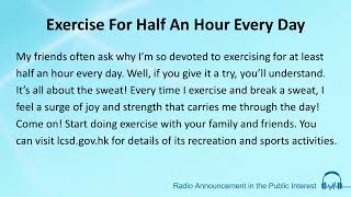 Exercise For Half An Hour Every Day