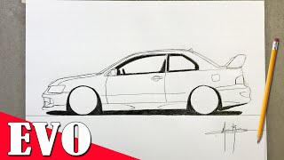 ✏️COMO DIBUJAR UN MITSUBISHI LANCER EVo A LAPIZ ✏️
