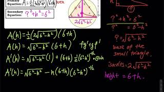 4.7 Part 3: Optimization -An Isosceles Triangle Inscribed in a Circle | Differential Calculus