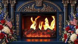 Blue and Gold July 4 Fireplace | 8 Hours of Soft Fire Sounds | 1080p screenshot 4